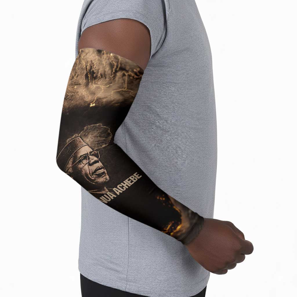Chinua Achebe Arm Sleeves with Sepia Portrait, Lion Historians Quote and Vintage African Map - Wonder Print Shop