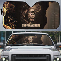 Chinua Achebe Auto Sun Shade with Sepia Portrait, Lion Historians Quote and Vintage African Map - Wonder Print Shop