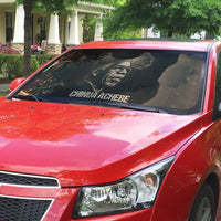 Chinua Achebe Auto Sun Shade with Sepia Portrait, Lion Historians Quote and Vintage African Map - Wonder Print Shop