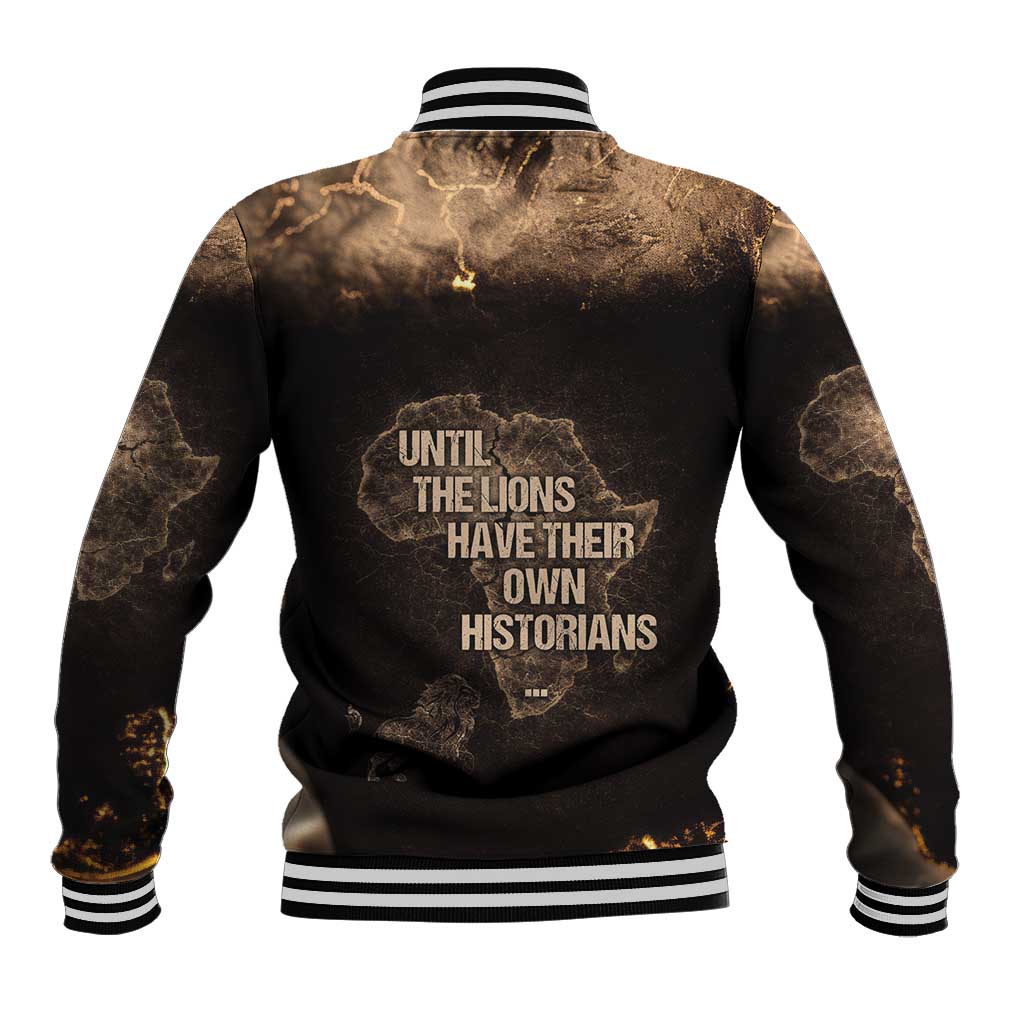 Chinua Achebe Baseball Jacket with Sepia Portrait, Lion Historians Quote and Vintage African Map - Wonder Print Shop