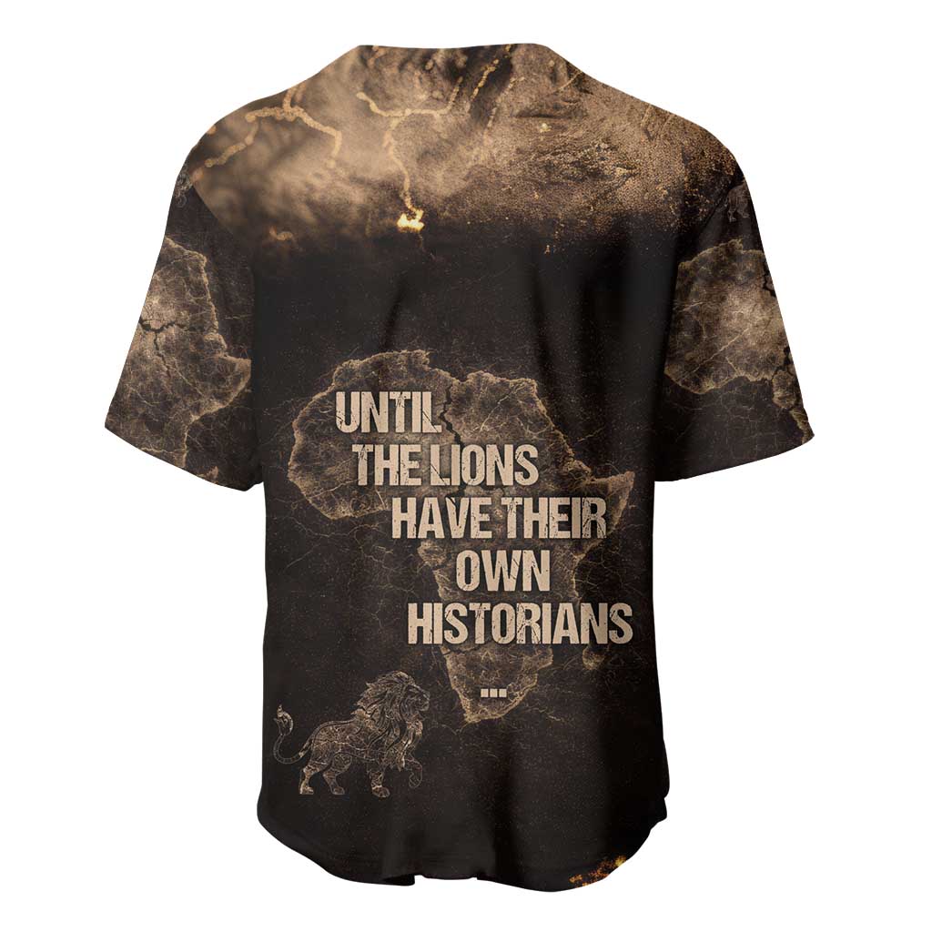 Chinua Achebe Baseball Jersey with Sepia Portrait, Lion Historians Quote and Vintage African Map - Wonder Print Shop