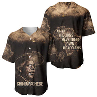 Chinua Achebe Baseball Jersey with Sepia Portrait, Lion Historians Quote and Vintage African Map - Wonder Print Shop
