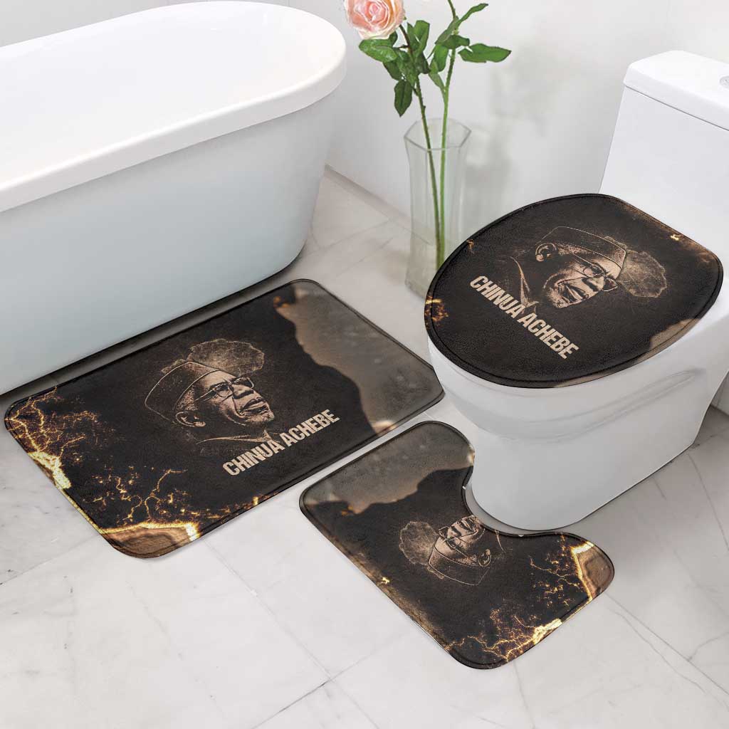 Chinua Achebe Bathroom Set with Sepia Portrait, Lion Historians Quote and Vintage African Map - Wonder Print Shop