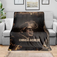 Chinua Achebe Blanket with Sepia Portrait, Lion Historians Quote and Vintage African Map - Wonder Print Shop