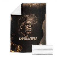 Chinua Achebe Blanket with Sepia Portrait, Lion Historians Quote and Vintage African Map - Wonder Print Shop
