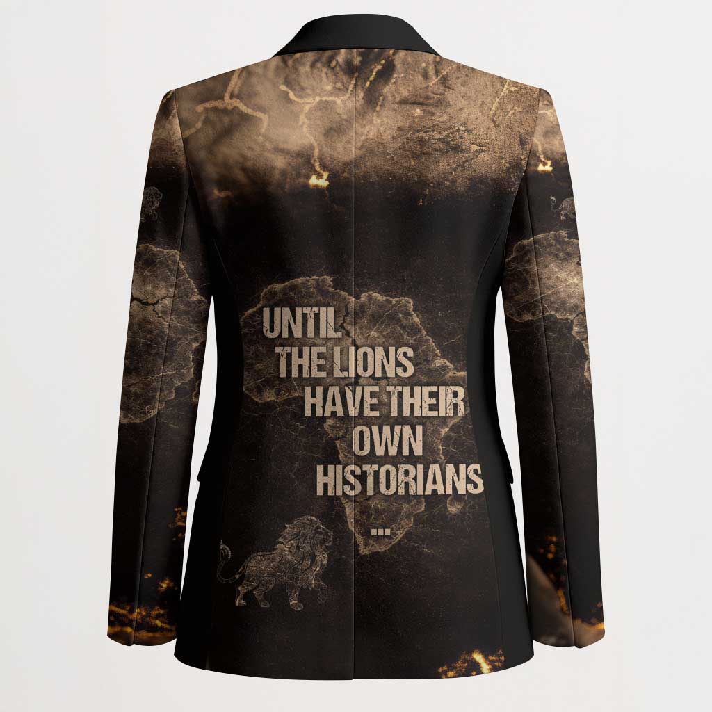 Chinua Achebe Blazer with Sepia Portrait, Lion Historians Quote and Vintage African Map - Wonder Print Shop