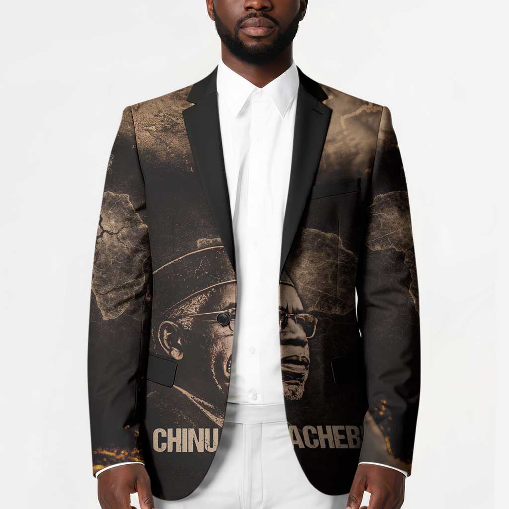 Chinua Achebe Blazer with Sepia Portrait, Lion Historians Quote and Vintage African Map - Wonder Print Shop