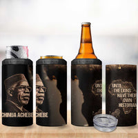 Chinua Achebe 4 in 1 Can Cooler Tumbler with Sepia Portrait, Lion Historians Quote and Vintage African Map - Wonder Print Shop