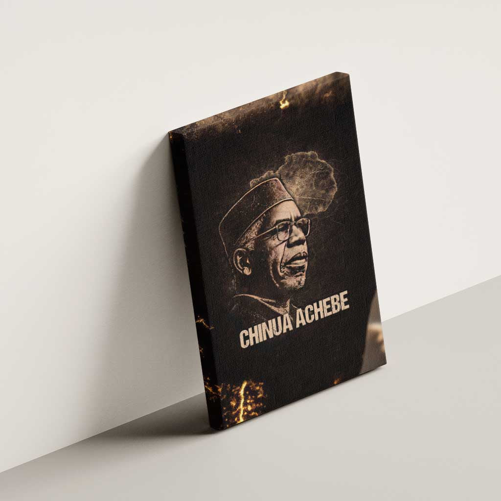 Chinua Achebe Canvas Wall Art with Sepia Portrait, Lion Historians Quote and Vintage African Map - Wonder Print Shop