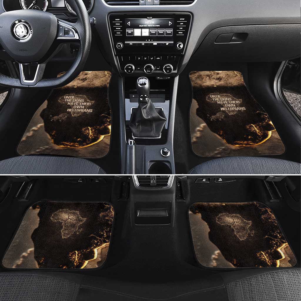 Chinua Achebe Car Mats with Sepia Portrait, Lion Historians Quote and Vintage African Map - Wonder Print Shop