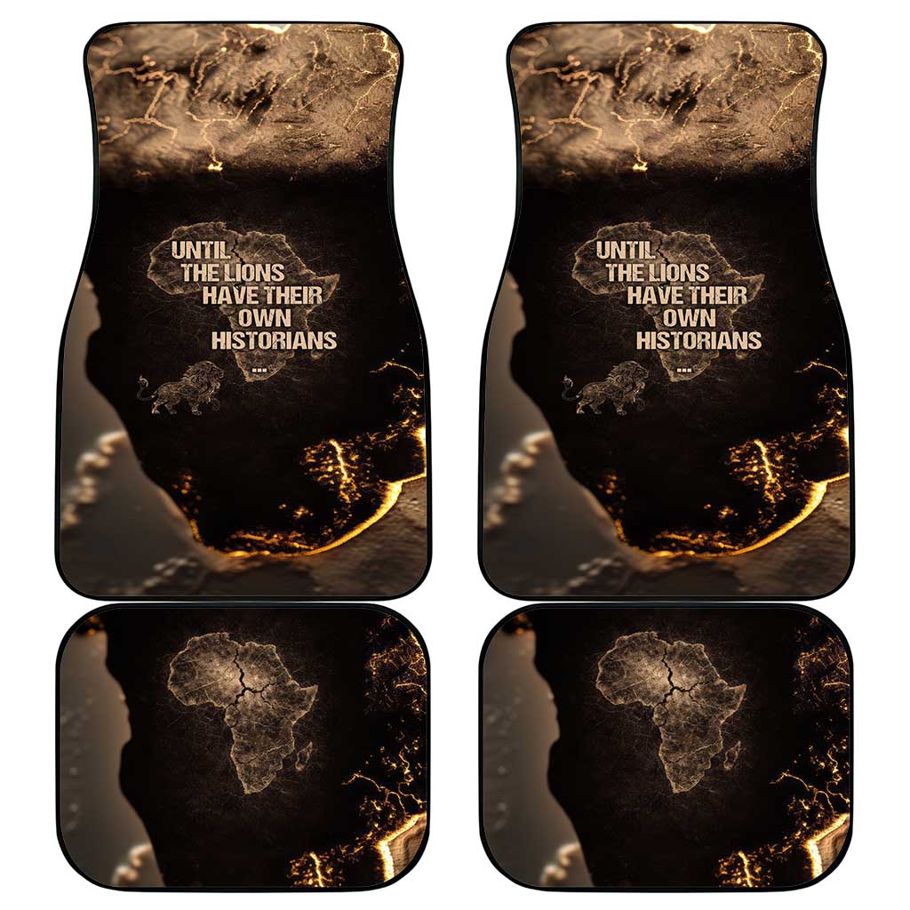 Chinua Achebe Car Mats with Sepia Portrait, Lion Historians Quote and Vintage African Map - Wonder Print Shop