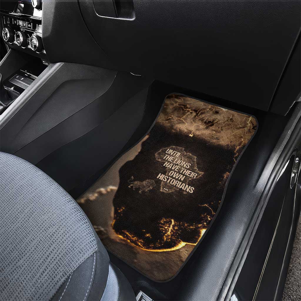 Chinua Achebe Car Mats with Sepia Portrait, Lion Historians Quote and Vintage African Map - Wonder Print Shop
