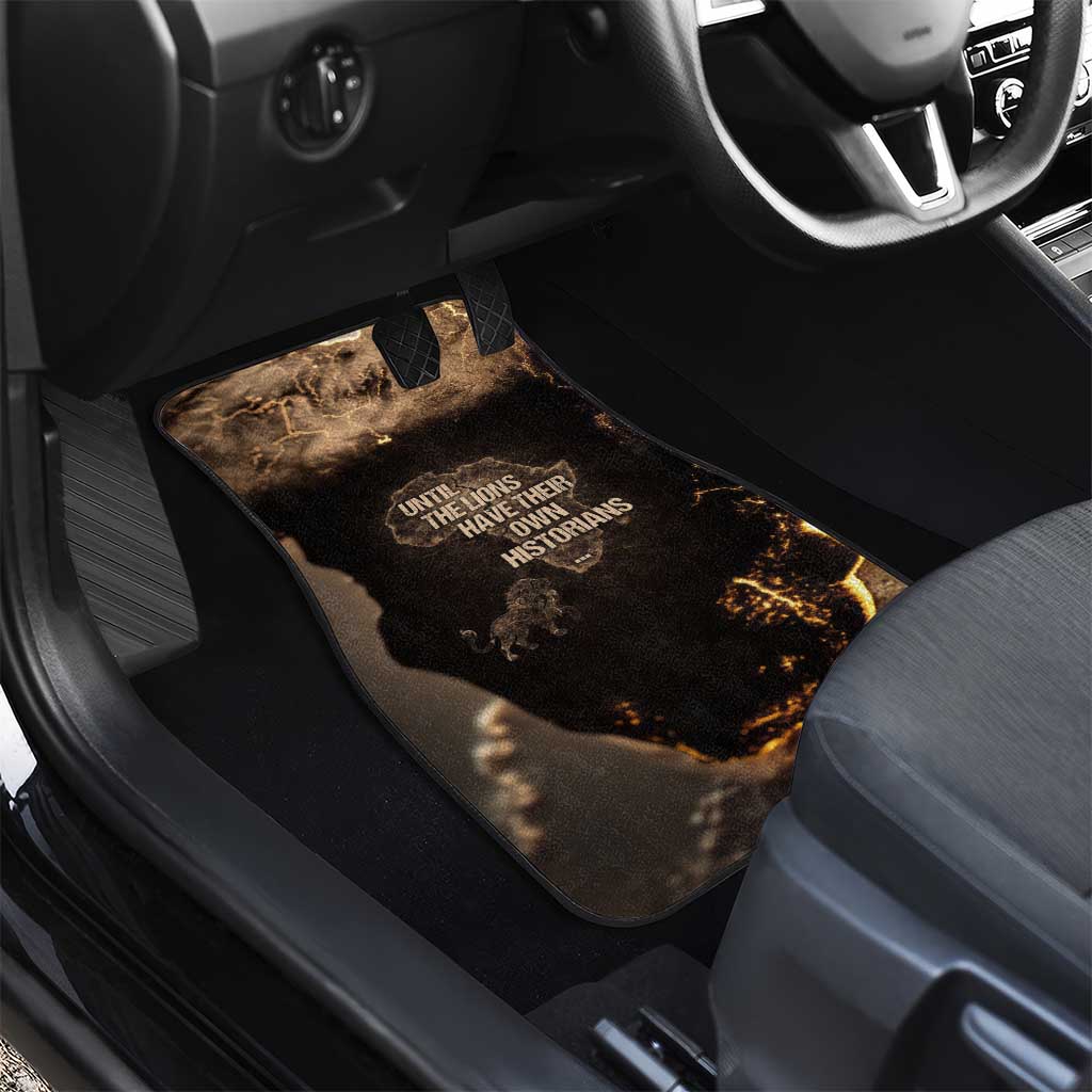 Chinua Achebe Car Mats with Sepia Portrait, Lion Historians Quote and Vintage African Map - Wonder Print Shop