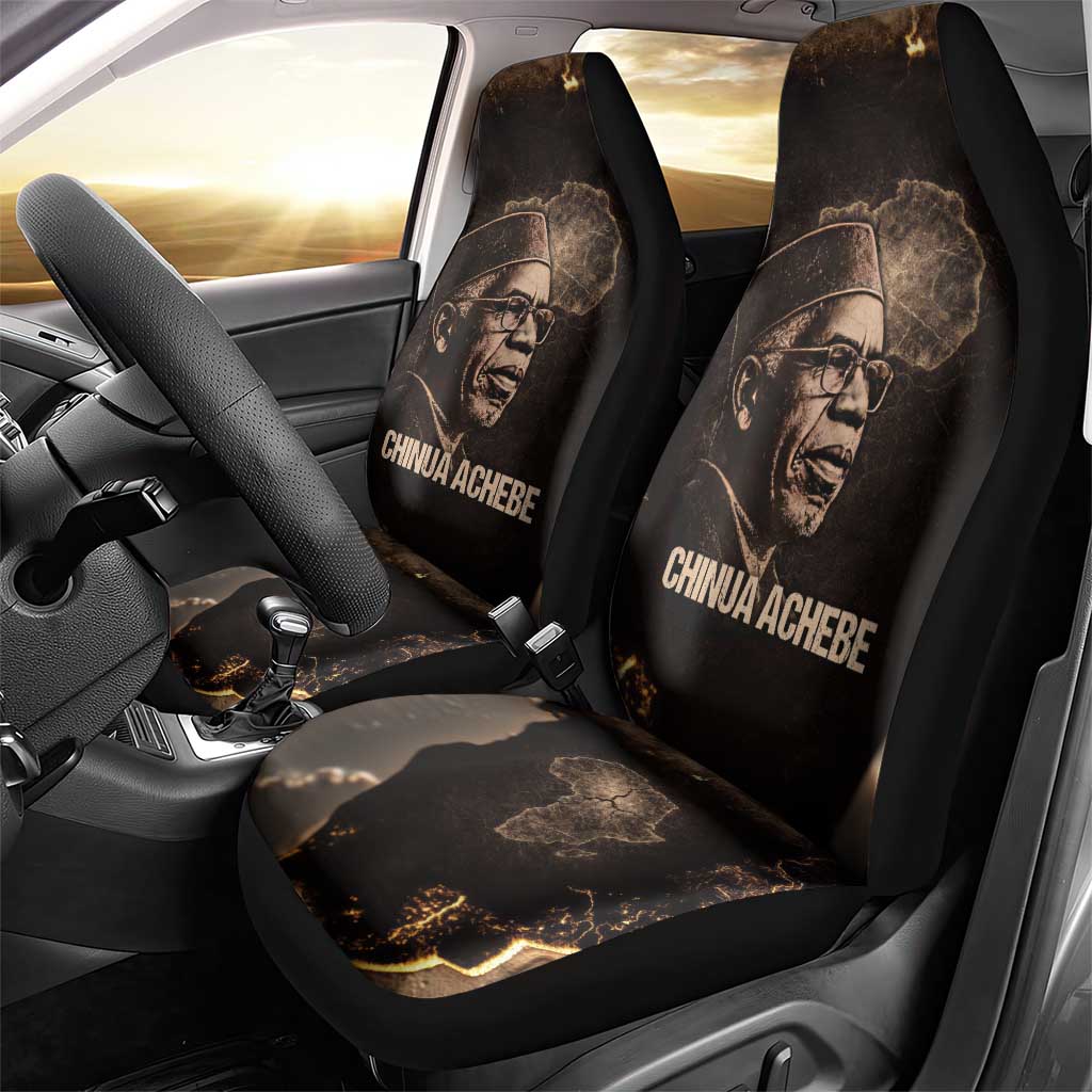 Chinua Achebe Car Seat Cover with Sepia Portrait, Lion Historians Quote and Vintage African Map - Wonder Print Shop