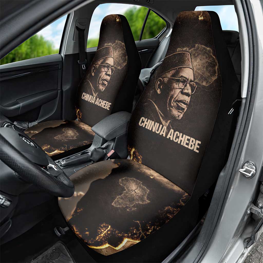 Chinua Achebe Car Seat Cover with Sepia Portrait, Lion Historians Quote and Vintage African Map - Wonder Print Shop
