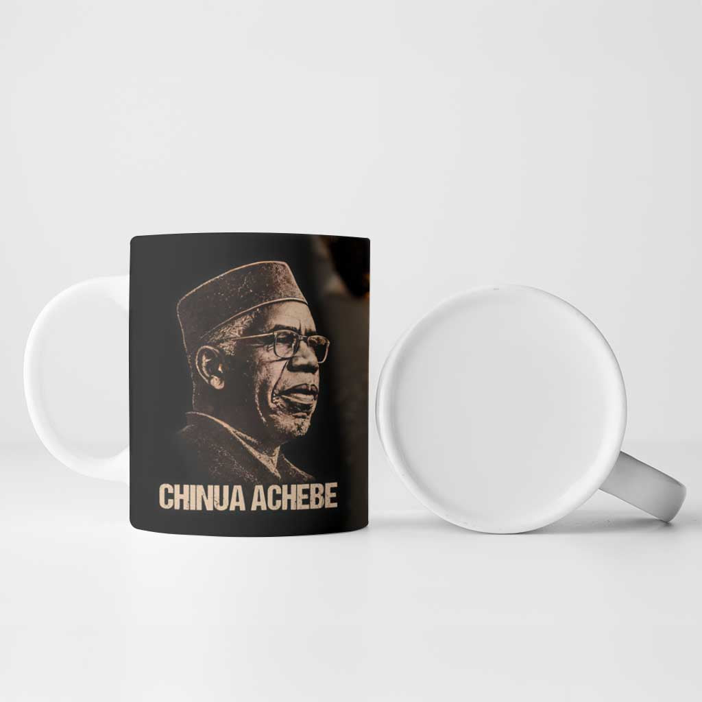 Chinua Achebe Ceramic Mug with Sepia Portrait, Lion Historians Quote and Vintage African Map - Wonder Print Shop