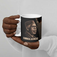 Chinua Achebe Ceramic Mug with Sepia Portrait, Lion Historians Quote and Vintage African Map - Wonder Print Shop