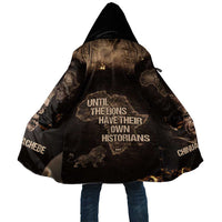 Chinua Achebe Cloak with Sepia Portrait, Lion Historians Quote and Vintage African Map - Wonder Print Shop