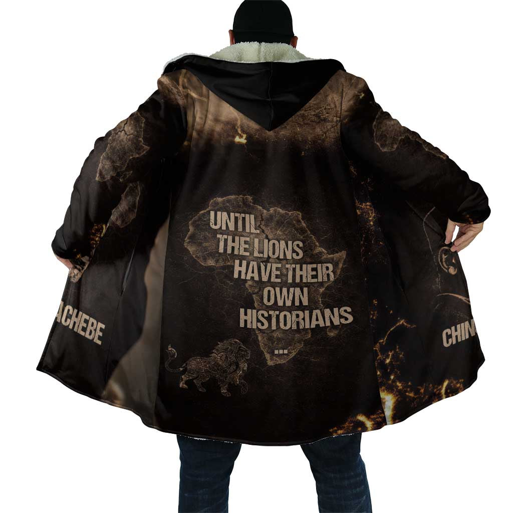 Chinua Achebe Cloak with Sepia Portrait, Lion Historians Quote and Vintage African Map - Wonder Print Shop