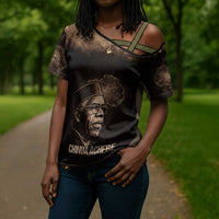 Chinua Achebe Cross Shoulder Shirt with Sepia Portrait, Lion Historians Quote and Vintage African Map - Wonder Print Shop