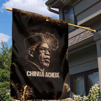 Chinua Achebe Garden Flag with Sepia Portrait, Lion Historians Quote and Vintage African Map - Wonder Print Shop