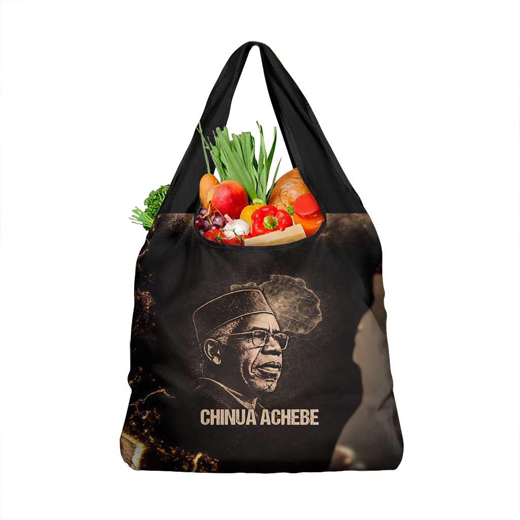 Chinua Achebe Grocery Bag with Sepia Portrait, Lion Historians Quote and Vintage African Map - Wonder Print Shop