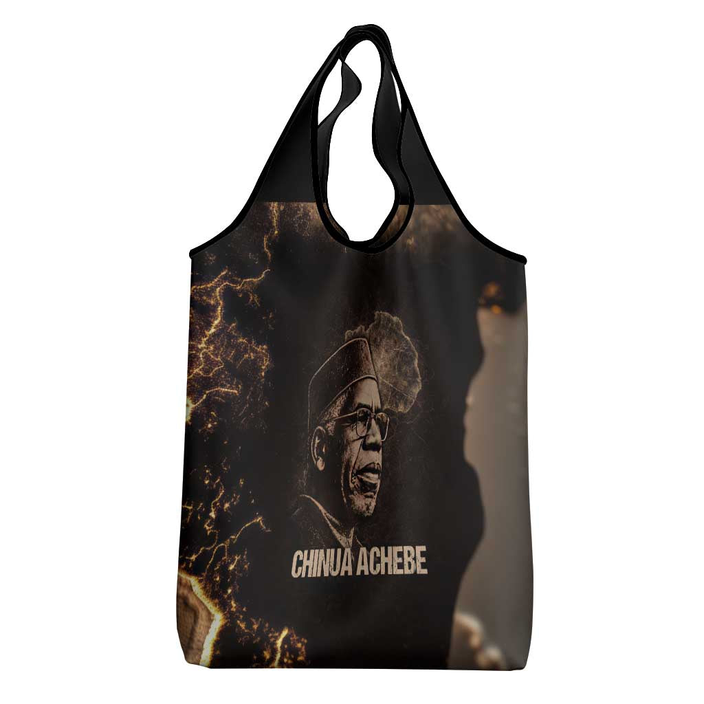 Chinua Achebe Grocery Bag with Sepia Portrait, Lion Historians Quote and Vintage African Map - Wonder Print Shop