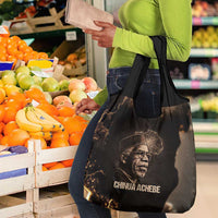 Chinua Achebe Grocery Bag with Sepia Portrait, Lion Historians Quote and Vintage African Map - Wonder Print Shop