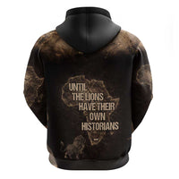 Chinua Achebe Hoodie with Sepia Portrait, Lion Historians Quote and Vintage African Map - Wonder Print Shop