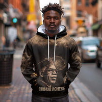 Chinua Achebe Hoodie with Sepia Portrait, Lion Historians Quote and Vintage African Map - Wonder Print Shop