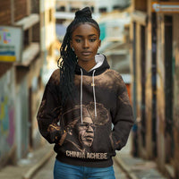 Chinua Achebe Hoodie with Sepia Portrait, Lion Historians Quote and Vintage African Map - Wonder Print Shop