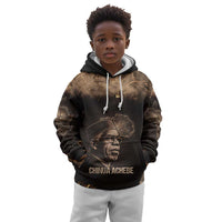 Chinua Achebe Kid Hoodie with Sepia Portrait, Lion Historians Quote and Vintage African Map - Wonder Print Shop