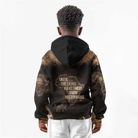 Chinua Achebe Kid Hoodie with Sepia Portrait, Lion Historians Quote and Vintage African Map - Wonder Print Shop