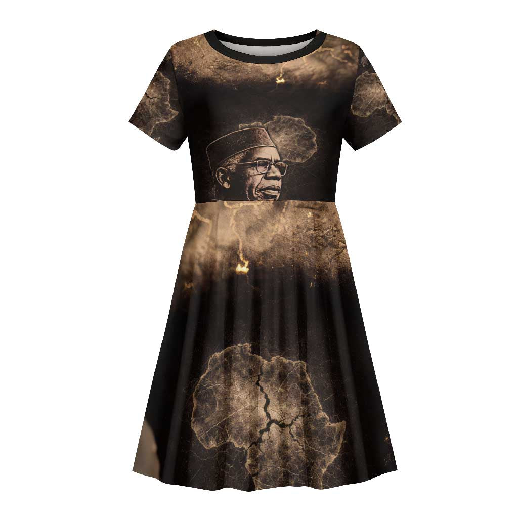 Chinua Achebe Kid Short Sleeve Dress with Sepia Portrait, Lion Historians Quote and Vintage African Map - Wonder Print Shop