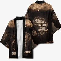 Chinua Achebe Kimono with Sepia Portrait, Lion Historians Quote and Vintage African Map - Wonder Print Shop
