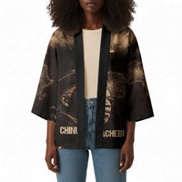 Chinua Achebe Kimono with Sepia Portrait, Lion Historians Quote and Vintage African Map - Wonder Print Shop