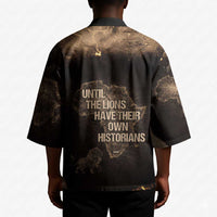 Chinua Achebe Kimono with Sepia Portrait, Lion Historians Quote and Vintage African Map - Wonder Print Shop