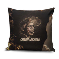 Chinua Achebe Pillow Cover with Sepia Portrait, Lion Historians Quote and Vintage African Map - Wonder Print Shop