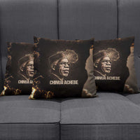 Chinua Achebe Pillow Cover with Sepia Portrait, Lion Historians Quote and Vintage African Map - Wonder Print Shop