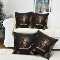 Chinua Achebe Pillow Cover with Sepia Portrait, Lion Historians Quote and Vintage African Map - Wonder Print Shop