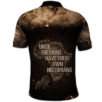 Chinua Achebe Polo Shirt with Sepia Portrait, Lion Historians Quote and Vintage African Map - Wonder Print Shop