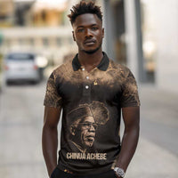 Chinua Achebe Polo Shirt with Sepia Portrait, Lion Historians Quote and Vintage African Map - Wonder Print Shop