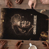 Chinua Achebe Puzzle with Sepia Portrait, Lion Historians Quote and Vintage African Map - Wonder Print Shop