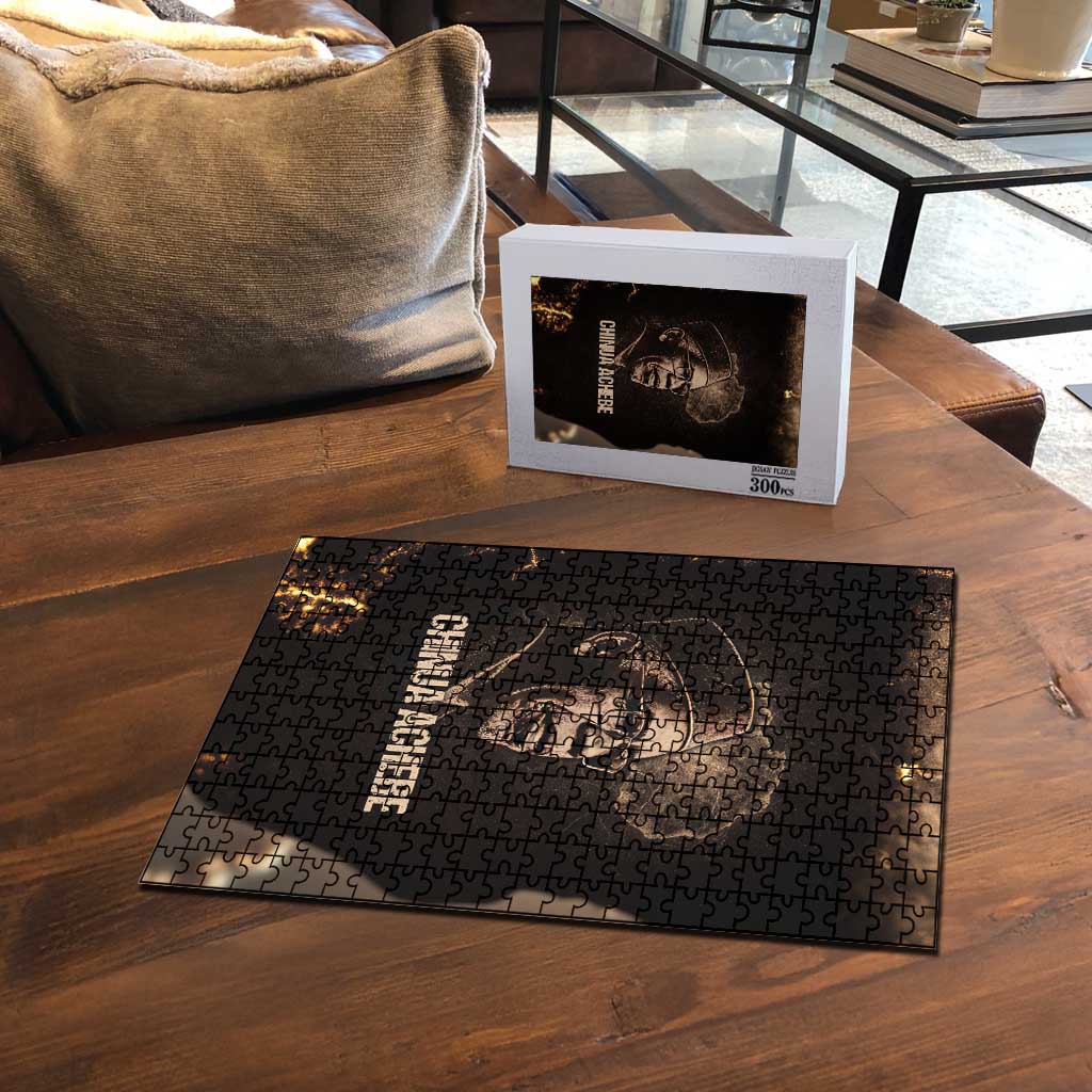 Chinua Achebe Puzzle with Sepia Portrait, Lion Historians Quote and Vintage African Map - Wonder Print Shop