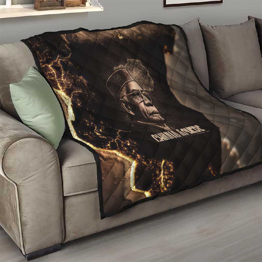 Chinua Achebe Quilt with Sepia Portrait, Lion Historians Quote and Vintage African Map - Wonder Print Shop