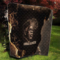 Chinua Achebe Quilt with Sepia Portrait, Lion Historians Quote and Vintage African Map - Wonder Print Shop