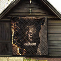 Chinua Achebe Quilt with Sepia Portrait, Lion Historians Quote and Vintage African Map - Wonder Print Shop
