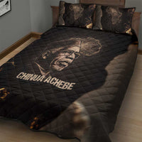 Chinua Achebe Quilt Bed Set with Sepia Portrait, Lion Historians Quote and Vintage African Map - Wonder Print Shop