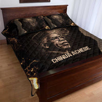 Chinua Achebe Quilt Bed Set with Sepia Portrait, Lion Historians Quote and Vintage African Map - Wonder Print Shop