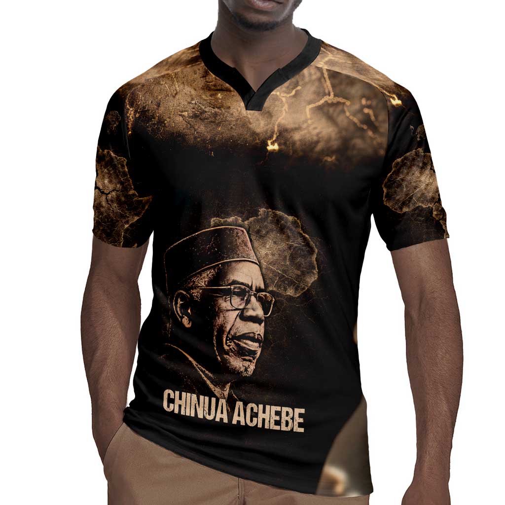 Chinua Achebe Rugby Jersey with Sepia Portrait, Lion Historians Quote and Vintage African Map - Wonder Print Shop